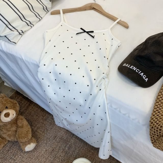 Spaghetti Strap Dotted Mini Bodycon Dress