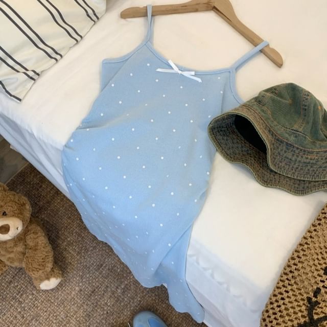 Spaghetti Strap Dotted Mini Bodycon Dress