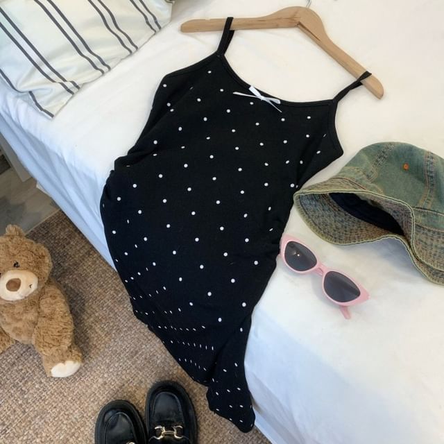 Spaghetti Strap Dotted Mini Bodycon Dress