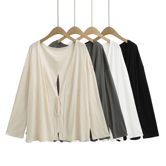 V-Neck Open Front Cardigan