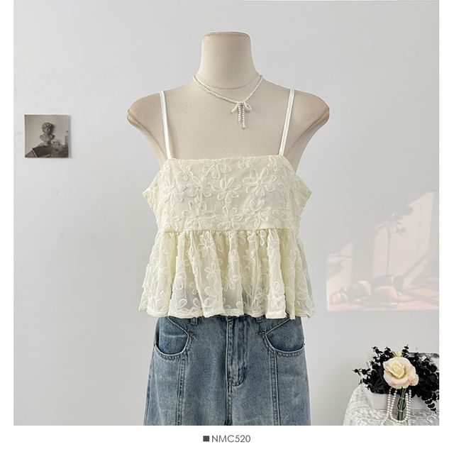 Tie Front Lace Panel V Neck Cami Top