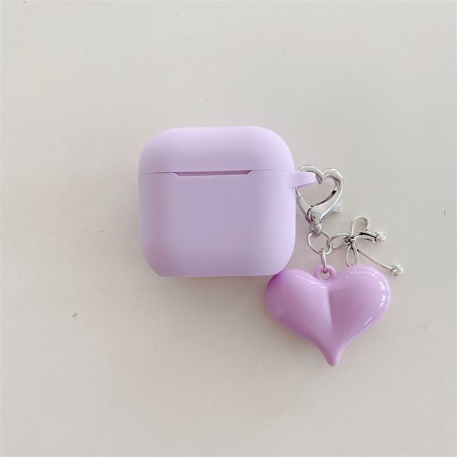 Plain Apple AirPods / Pro Earphone Case Skin with Heart Charm