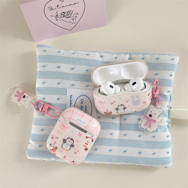 Apple Earphone / Skin Plaid with Animal AirPods Case Pro Charm