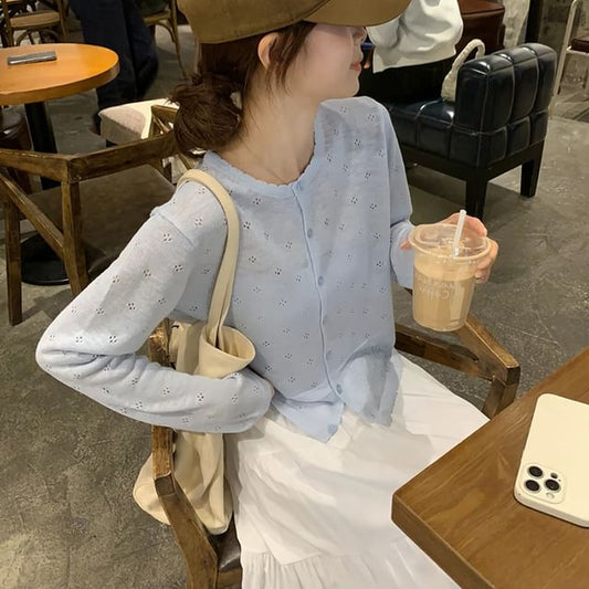 Round Neck Button Up Knit Cardigan