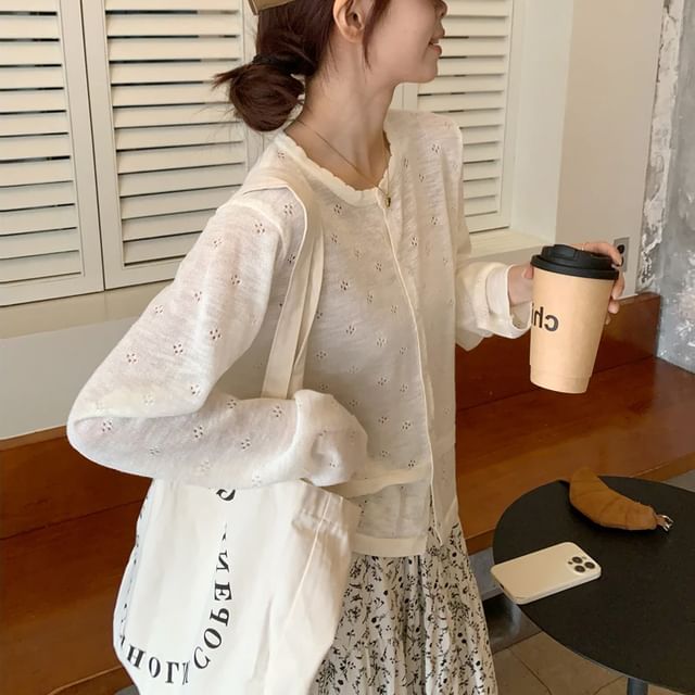Round Neck Button Up Knit Cardigan