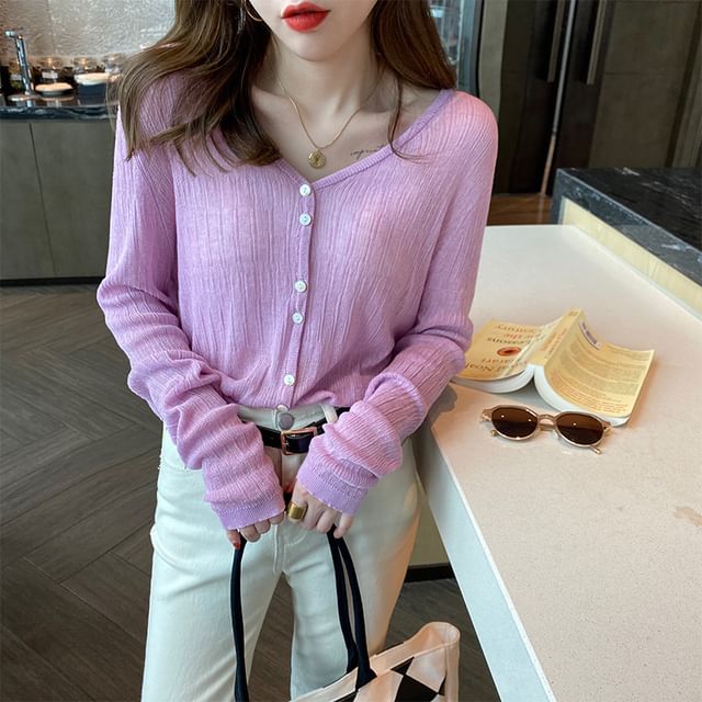 V-Neck Sheer Crop Cardigan