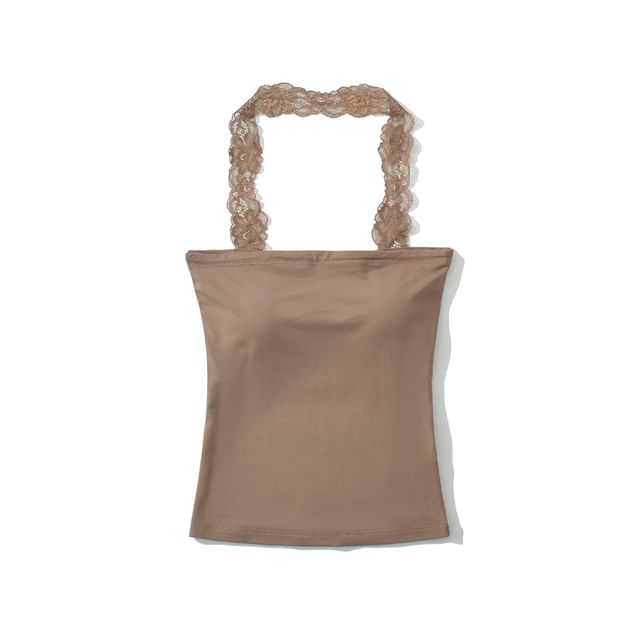 Lace Trim Halter Neck Camisole Top