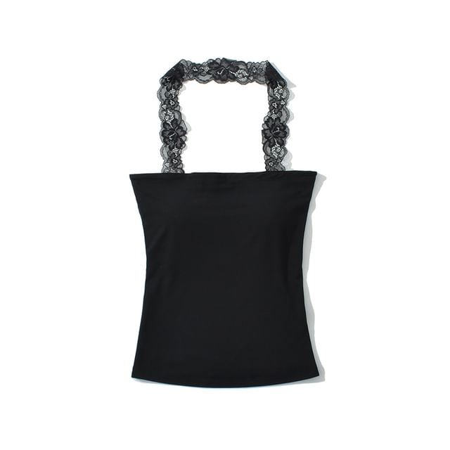 Lace Trim Halter Neck Camisole Top