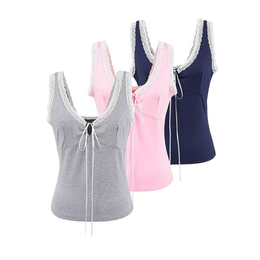 Lace Trim V-Neck Tank Top