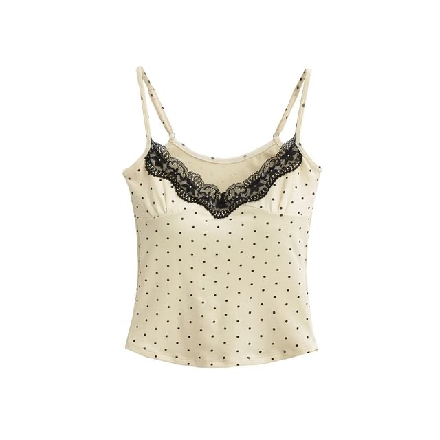Dotted Lace Trim Camisole Top