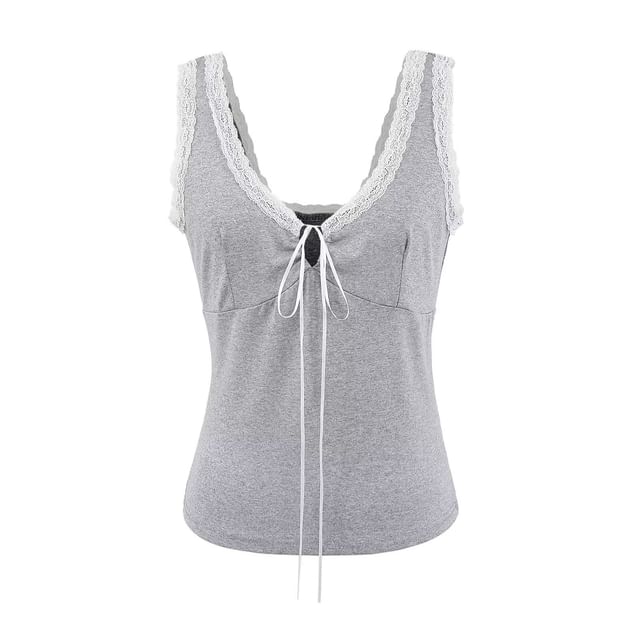 Lace Trim V-Neck Tank Top