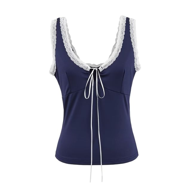 Lace Trim V-Neck Tank Top