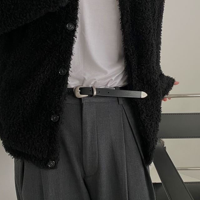 Faux Leather Buckled Belt