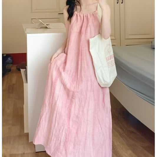 Spaghetti Strap Tie Dye Maxi A-Line Dress