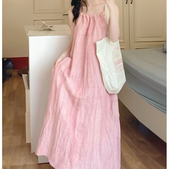 Spaghetti Strap Tie Dye Maxi A-Line Dress