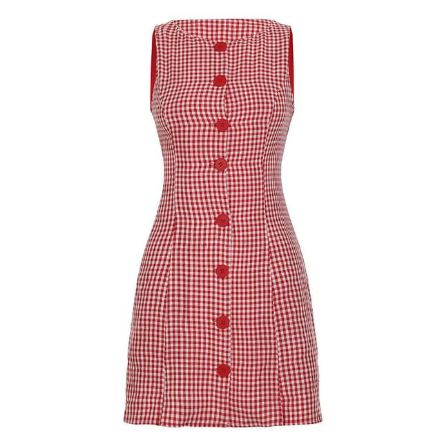 Spaghetti Strap V-Neck Plaid Maxi A-Line Dress