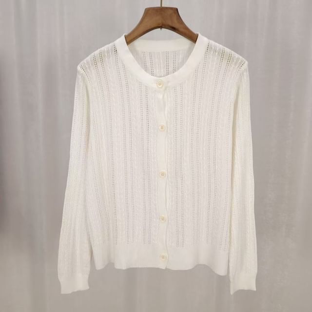 Round Neck Pointelle Cardigan