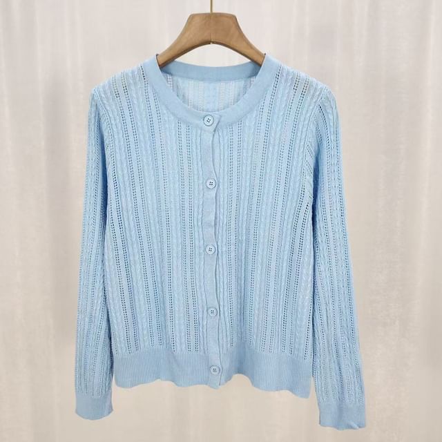 Round Neck Pointelle Cardigan