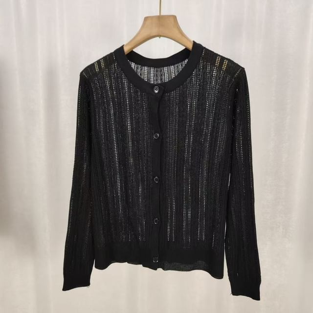 Round Neck Pointelle Cardigan
