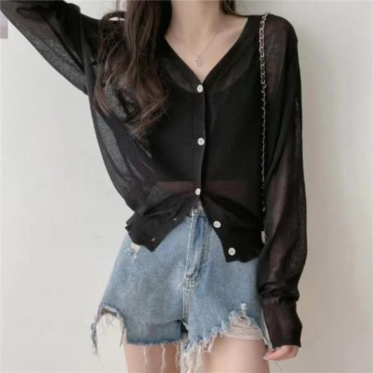 V-Neck Sheer Cardigan