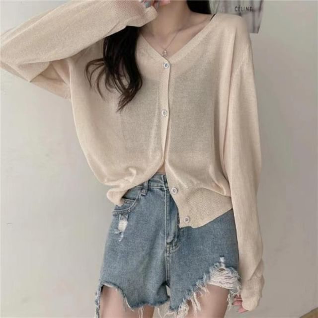 V-Neck Sheer Cardigan