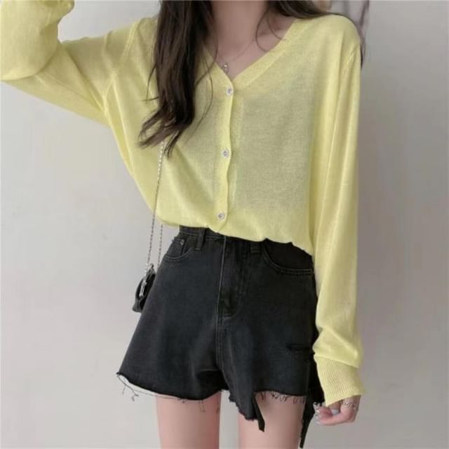 V-Neck Sheer Cardigan