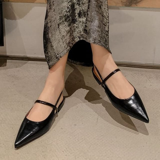 Pointed Heel Mules Low Slingback Toe