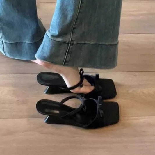 Wedge Sandals Bow Slide Heel