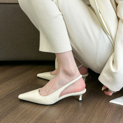 Toe Slingback Kitten Pointed Mules Heel