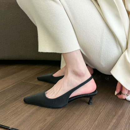 Toe Slingback Kitten Pointed Mules Heel
