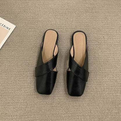 Square Cross Criss Toe Mules