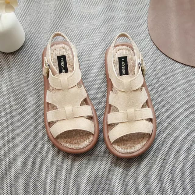 Plain Cutout Faux Suede Slingback Sandals