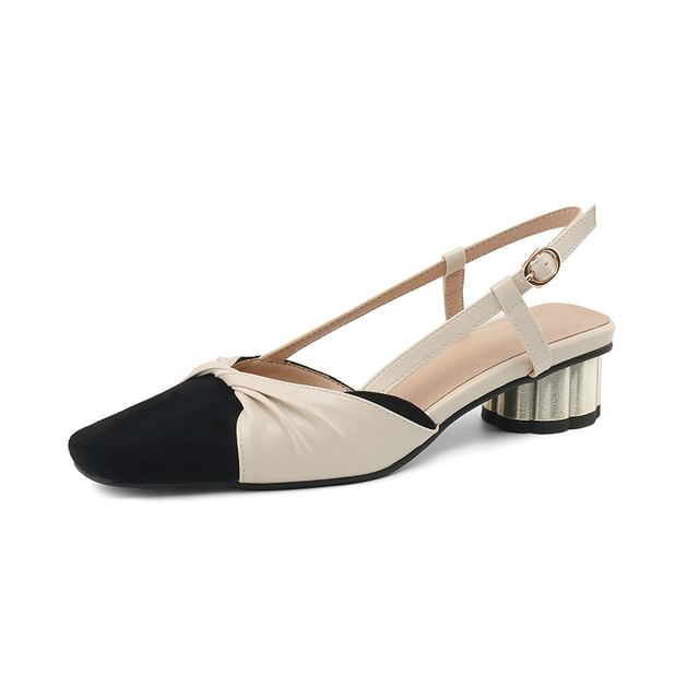 Square-Toe Round Heel Slingback Sandals