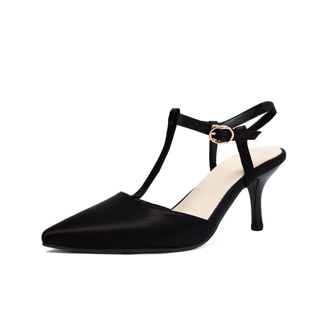Pointy T-Strap High Heel Sandals