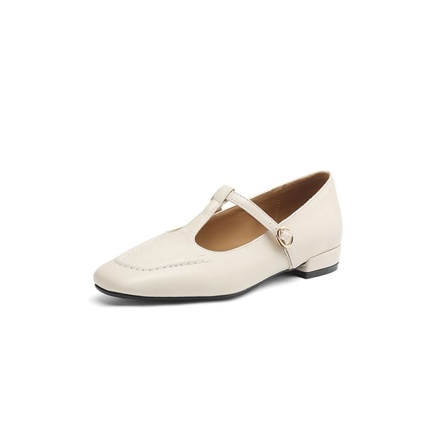 Square-Toe T-Strap Sandals