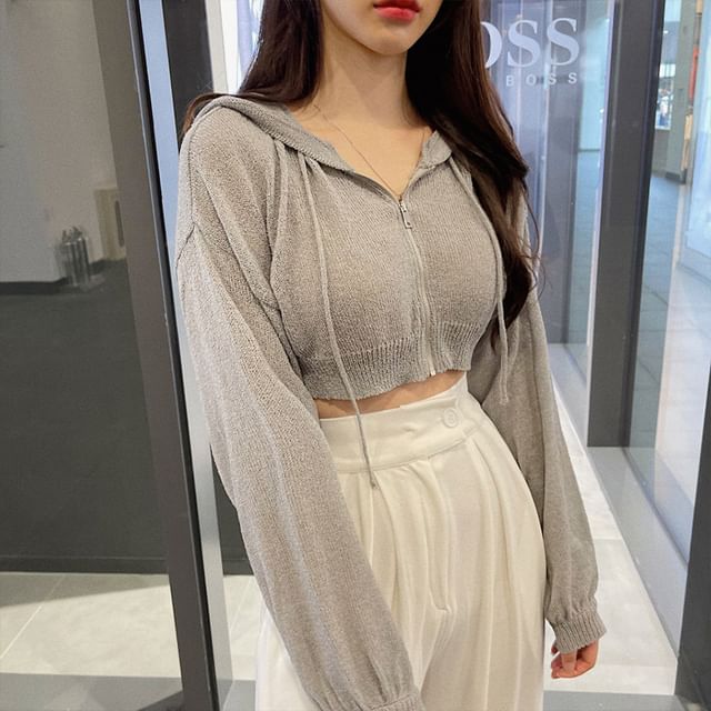 Zip-Up Crop Cardigan