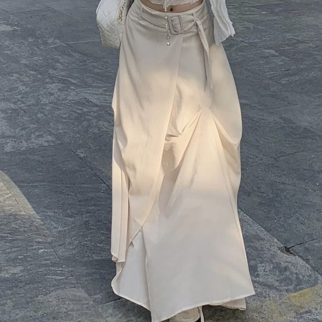 Asymmetrical Crop Top & Maxi Skirt Set - High Waist