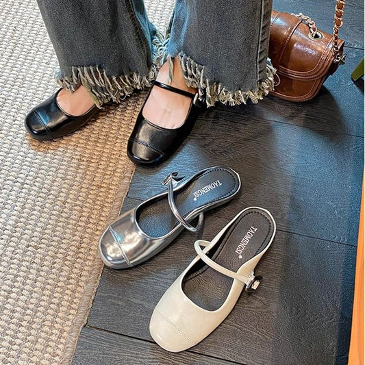 Faux Leather Mary Jane Mules / Shoes