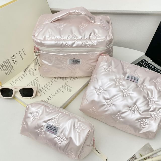 Bow Embroidered Makeup Bag (Various Designs)