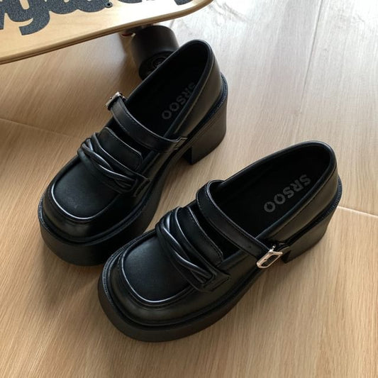Platform Plain Patent Leather Mary Jane Loafers