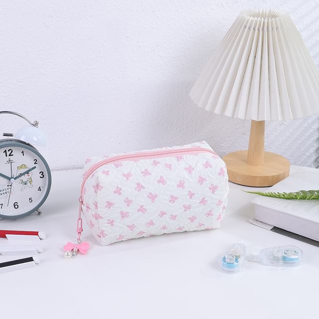 Bow Fabric Makeup Bag