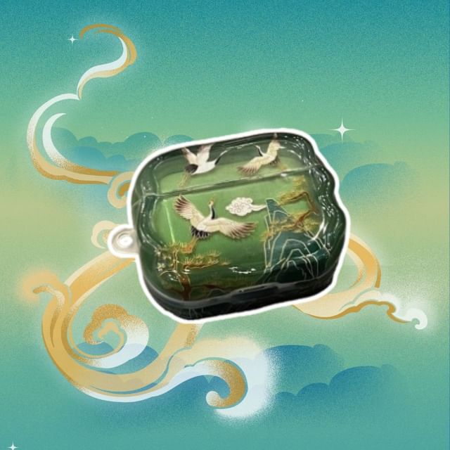 Crane Apple AirPods / Pro Earphone Case Skin / Tassel Charm / Set