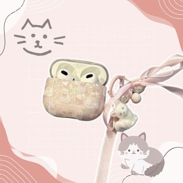 Cat Apple AirPods / Pro Earphone Case Skin / Charm / Set