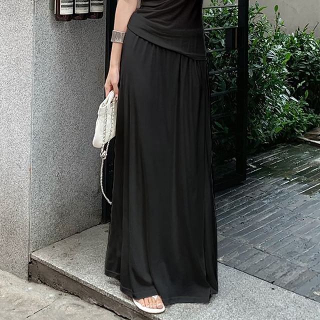 Cold Shoulder Tee & Maxi Skirt Two-Piece - High Waist