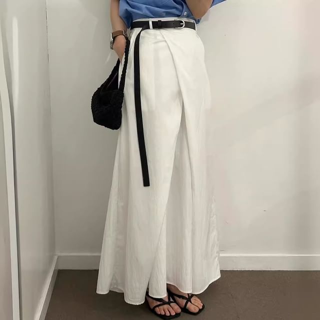 Plain Maxi A-Line Skirt - High Waist