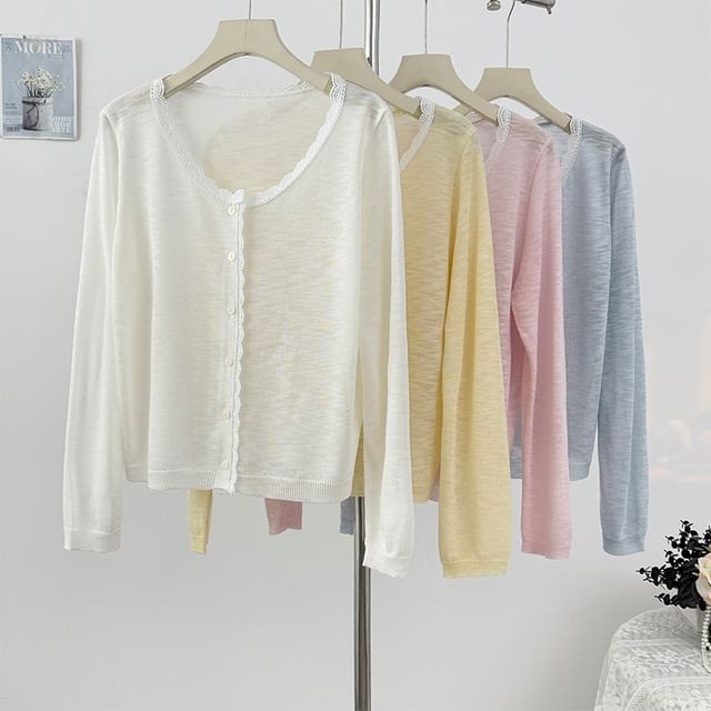 Long Sleeve Lace Trim Cardigan