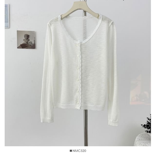 Long Sleeve Lace Trim Cardigan