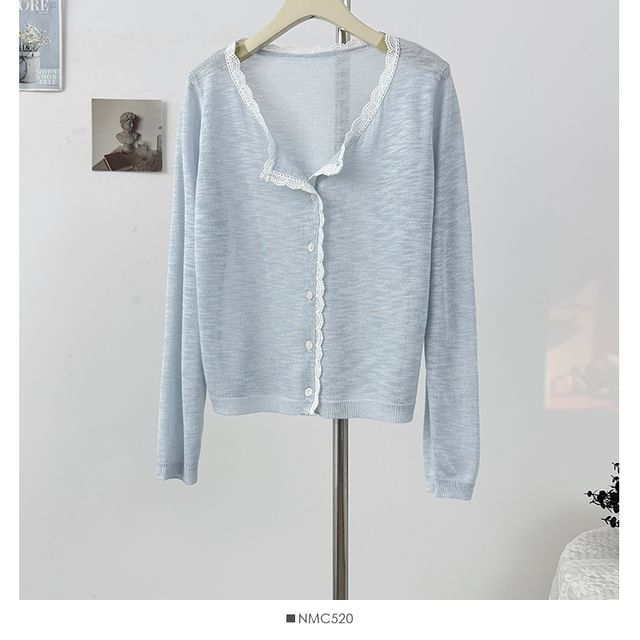 Long Sleeve Lace Trim Cardigan