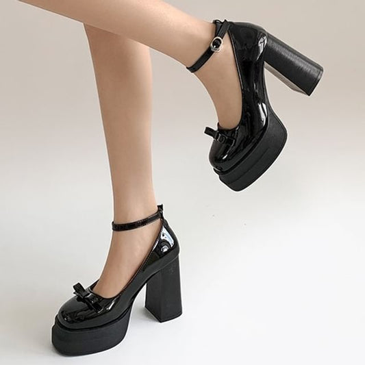 Faux Leather Patent Mary Jane Pumps