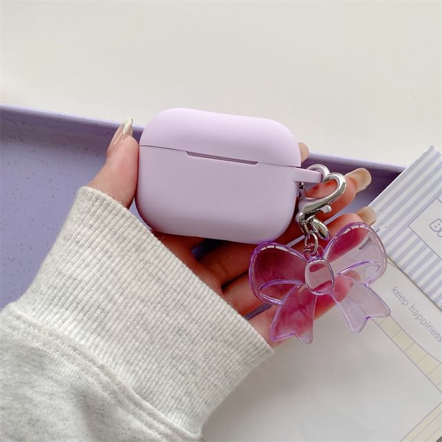 Plain Apple AirPods / Pro Earphone Case Skin with Bow Charm